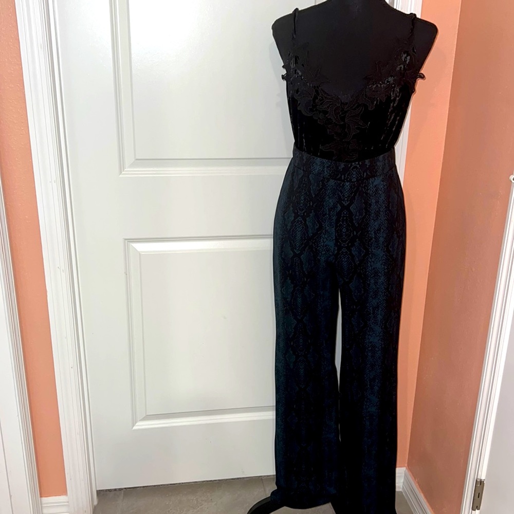 Complete Fit: Black Spaghetti Strap & High Rise snakeskin pants